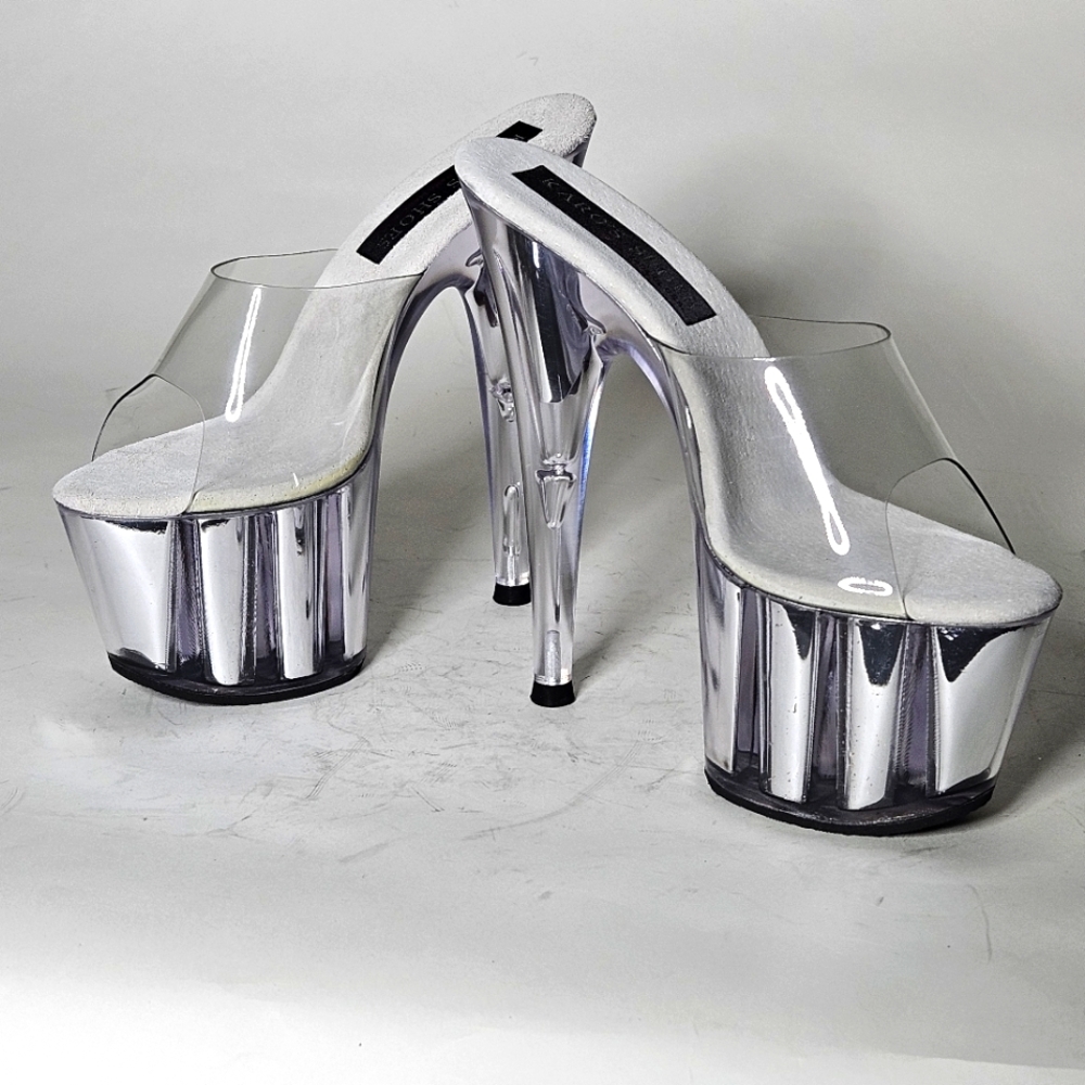 Karo's Shoes 6.5 inch heels. With chrome mirrors in platforms. Size 6